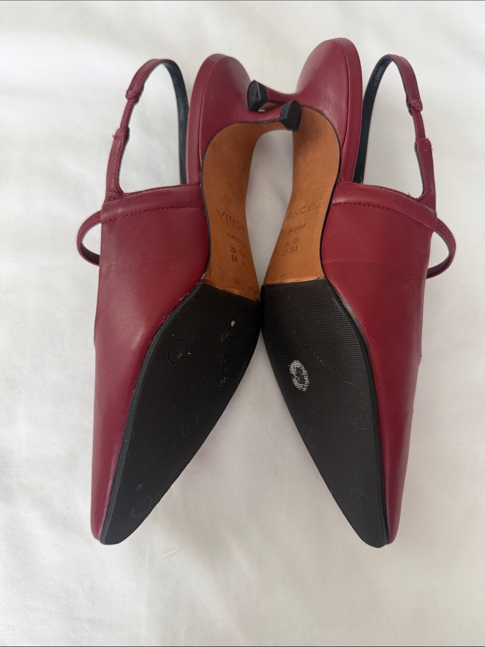 Vince Burgundy Pointed Slingback Flats with Black Insole - Picture 13 of 14